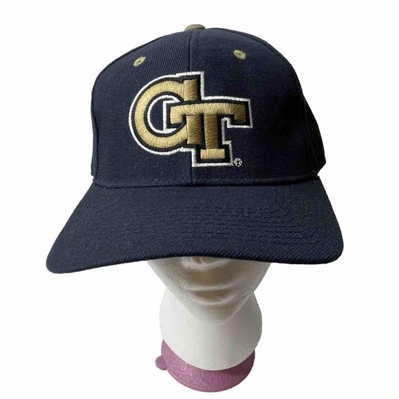 Georgia Tech Hat Mens Blue Yellow Fitted 7 3/8 Zephyr Buzz NCAA Football Cap - Picture 1 of 9